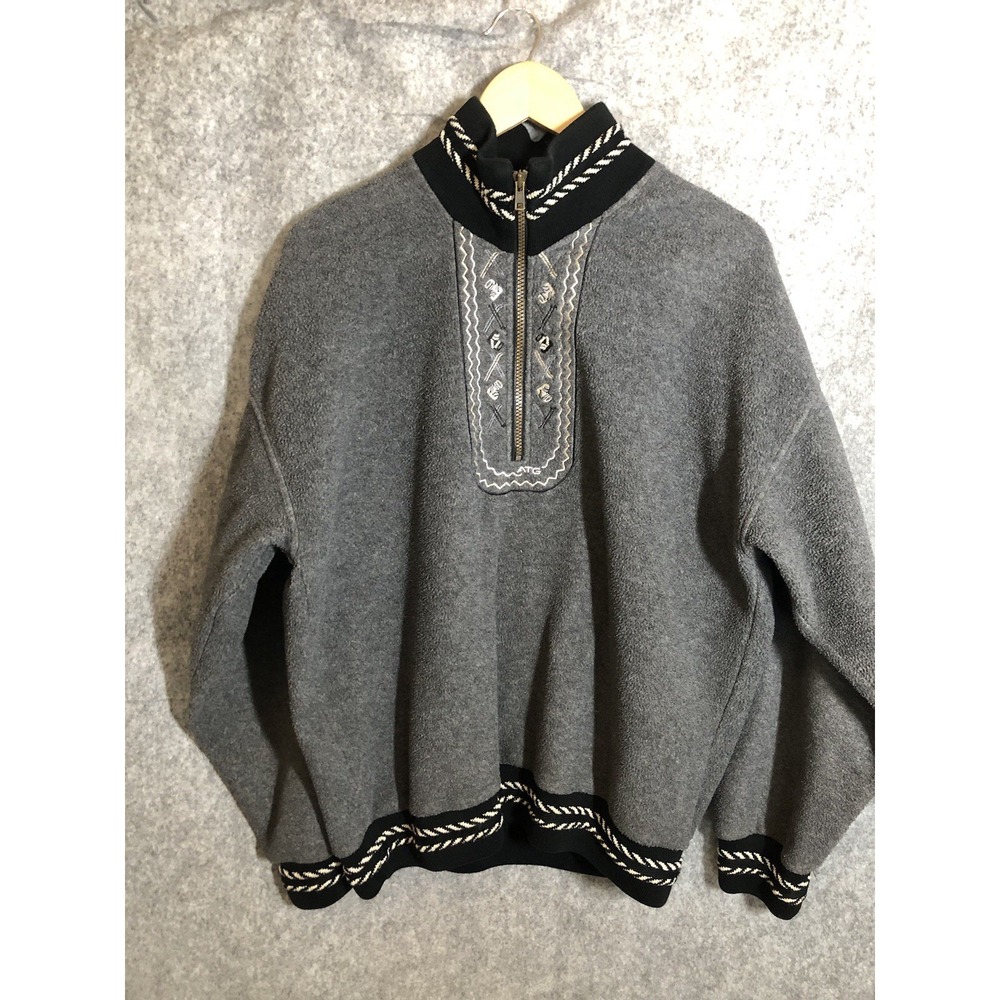 All Terrain Gear Jacket Medium Gray Fleece 1/4 Zip Pullover Nordic Scandi Skates